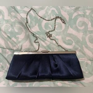 Navy Blue Satin Clutch Purse/rare find!